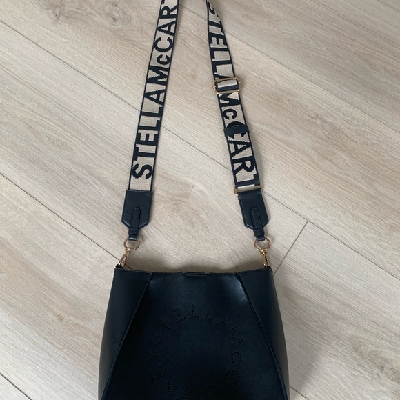 Stella McCartney Black Crossbody Bag with Logo Strap - Picture 1 of 4